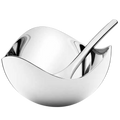 The Georg Jensen Bloom stainless steel salt cellar with spoon.