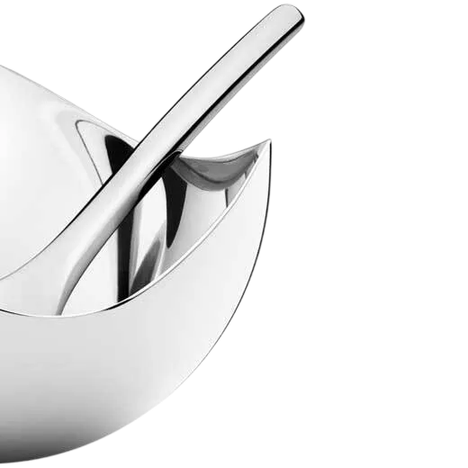 This Georg Jensen Stainless Steel Bloom Salt Cellar with Spoon will be presented inside a pop-up box.