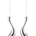 Stainless steel cobra candle holders by Georg Jensen in medium size.