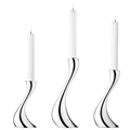These are the Georg Jensen Stainless Steel Cobra Set of 3 Candle Holders