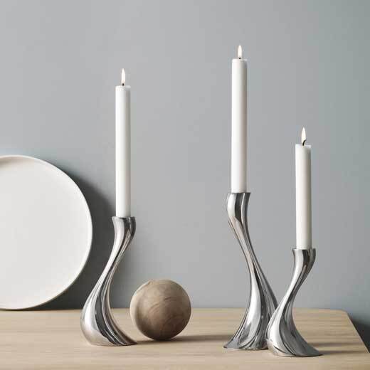 These Georg Jensen Stainless Steel Cobra Set of 3 Candle Holders will be presented inside a gift box.