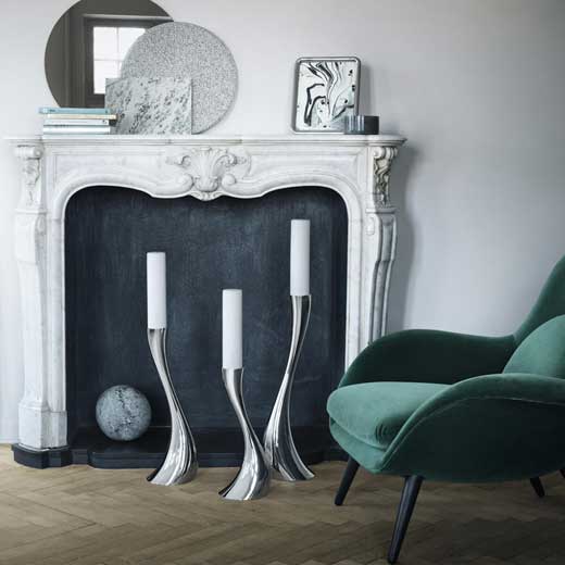 Georg Jensen Stainless Steel Cobra Small Floor Candle Holder