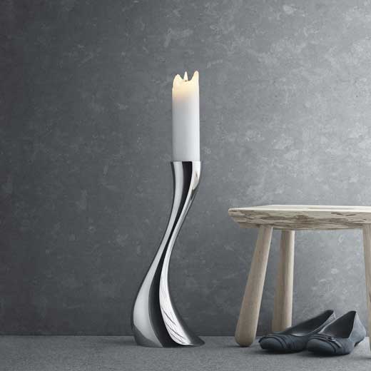 Georg Jensen Stainless Steel Cobra Small Floor Candle Holder