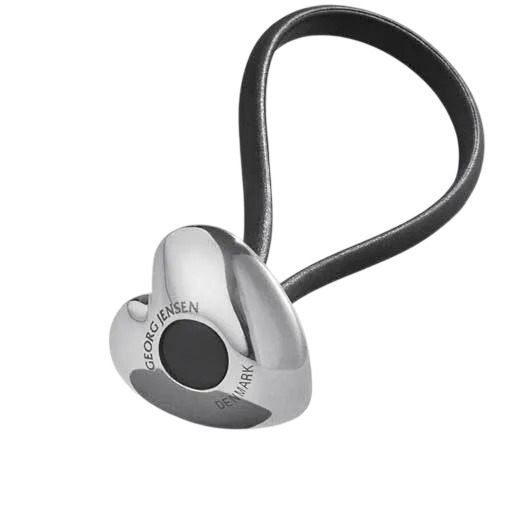 This Georg Jensen Stainless Steel & Polyurethane Heart Keyring will be presented inside a small gift box.