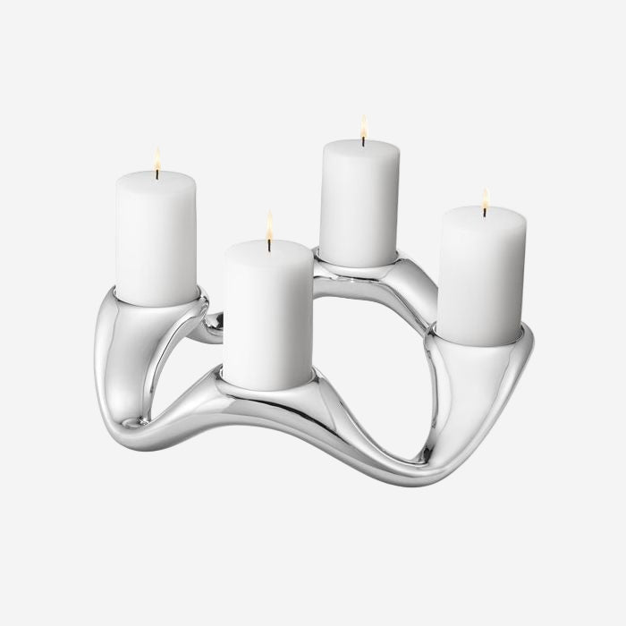 Georg Jensen Stainless Steel Round Cobra Candle Holder