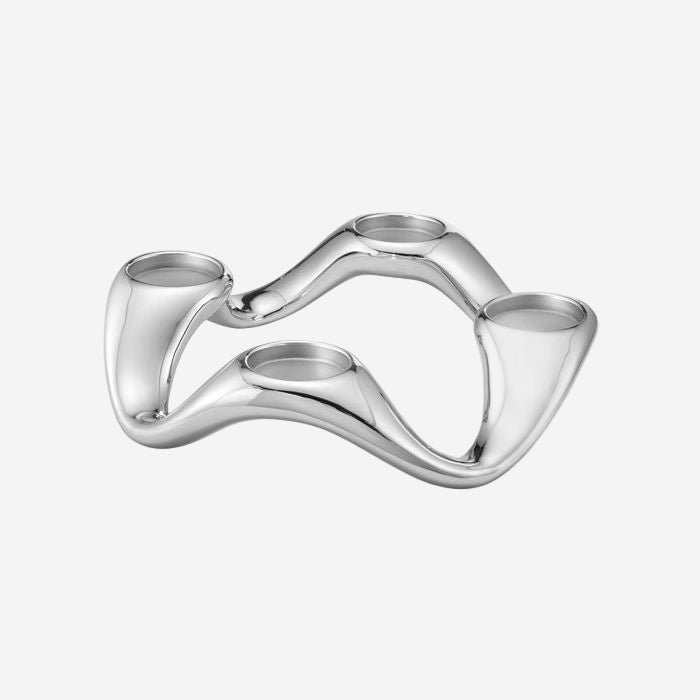 Georg Jensen Stainless Steel Round Cobra Candle Holder