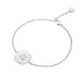 This Sterling Silver Daisy White Enamel Bracelet by Georg Jensen is a delicate bracelet with the centre Daisy embellishment that has been decorated in white enamel.