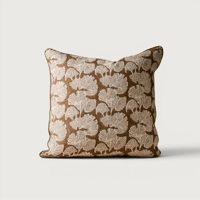 Ginkgo Bronze Square Cushion 50x50cm
