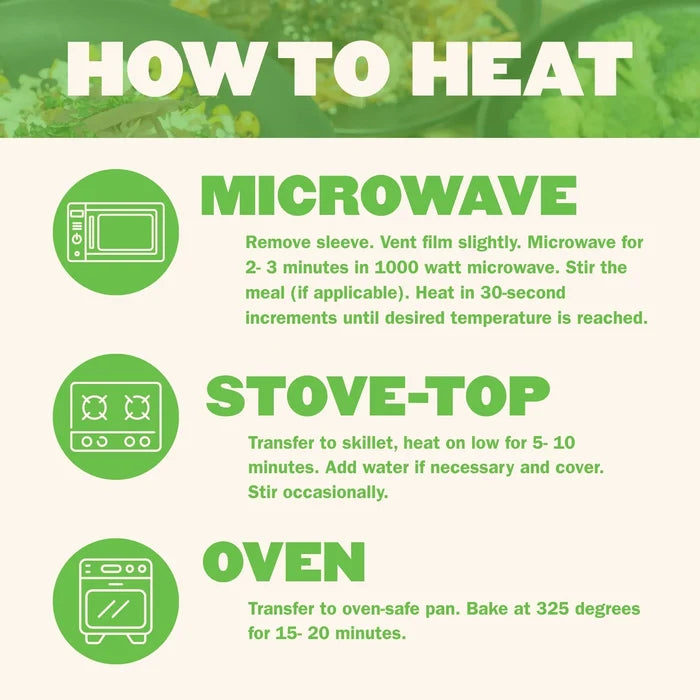 How to heat GLP-1 Meal Plan meals by microwave, stovetop, or oven for quick heat-and-eat meals
