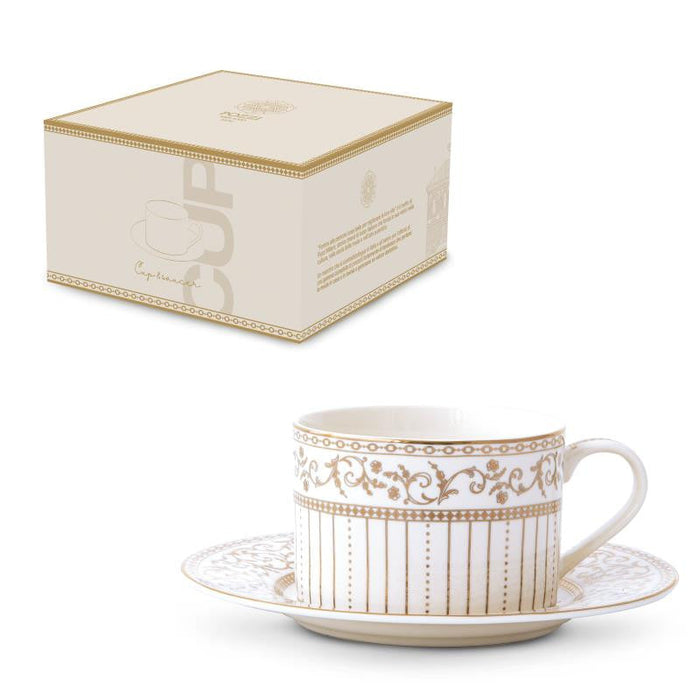 GOLDEN TASE 220ML AR APAKŠTASI, PORCELĀNS, DĀVANU KASTĒ