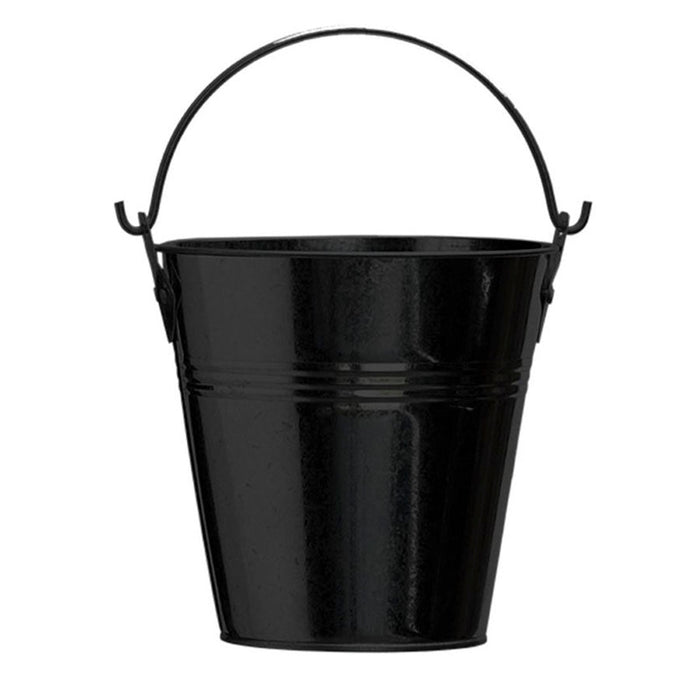 Pit Boss Grease Bucket. All black bucket. Front view.