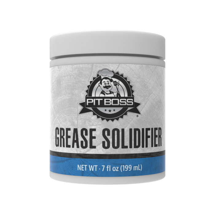 White container of Pit Boss Grills Grease Solidifier, 7 oz (199 mL).