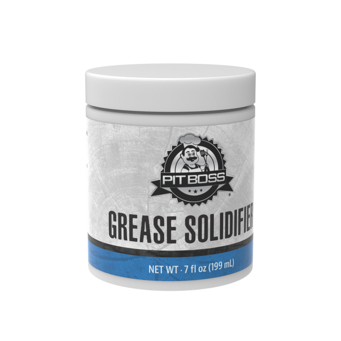 White container of Pit Boss Grills Grease Solidifier, 7 oz (199 mL).