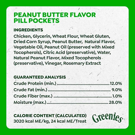Greenies Pill Pockets Peanut Butter Flavor Pill Hiding Treats for Dogs
