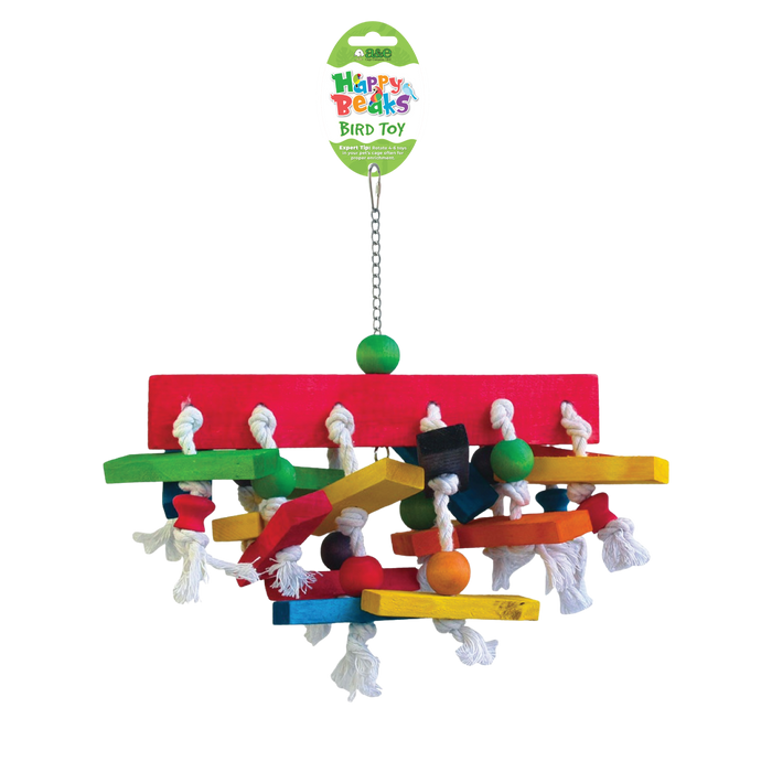 Happy Beaks Wood Block Cluster Short Bird Toy, by A&E Cage Co