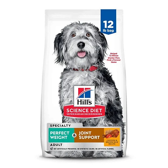 Hill's Science Diet Adult Perfect Weight/Joint Support Chicken Recipe Dry Dog Food, 12lb