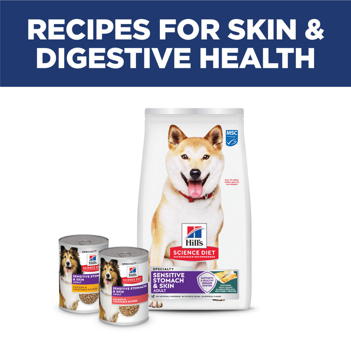 Hill's Science Diet Adult Sensitive Stomach & Sensitive Skin Pollock Meal, Barley & Insect Meal Recipe Dry Dog Food, 3.5lb