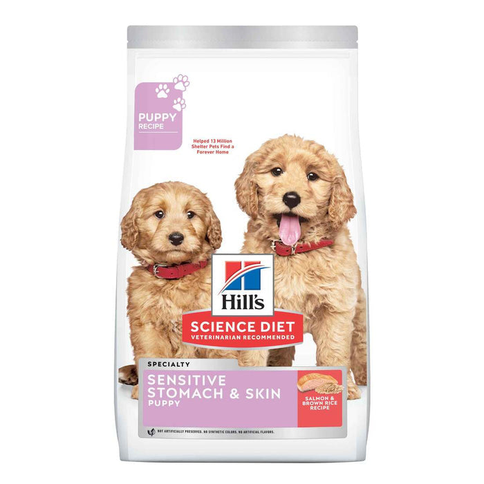 Hill's Science Diet Puppy Sensitive Stomach & Skin Dry Dog Food, Salmon & Brown Rice Recipe, 4lb