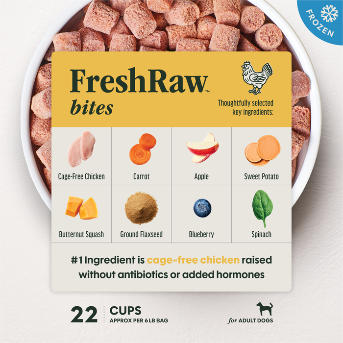 Instinct FreshRaw Bites Cage-Free Chicken Recipe for Adult Dogs, 6lbs