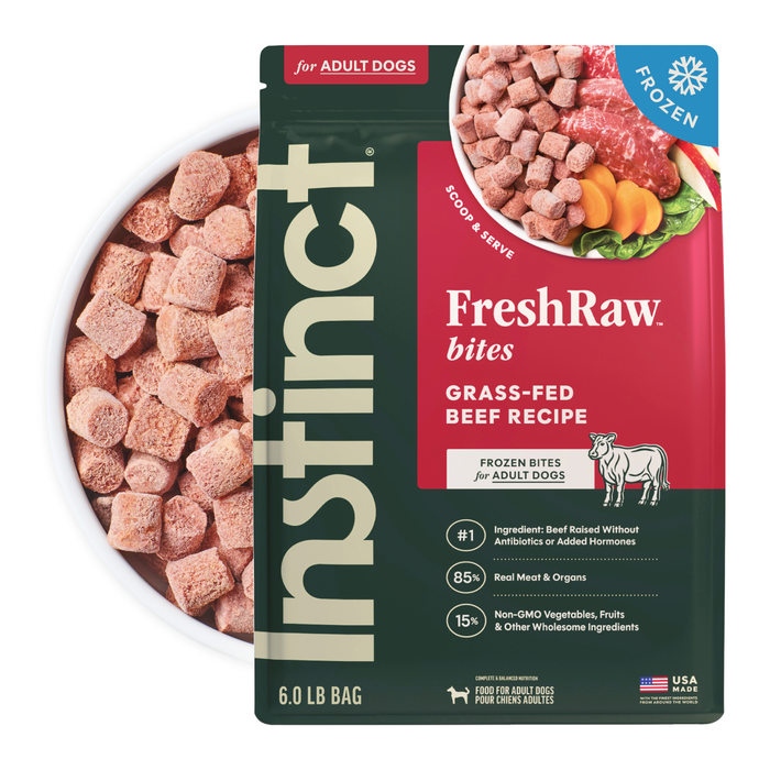 Instinct FreshRaw Bites Grass-Fed Beef Recipe for Adult Dogs, 6lbs