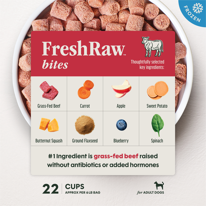 Instinct FreshRaw Bites Grass-Fed Beef Recipe for Adult Dogs, 6lbs
