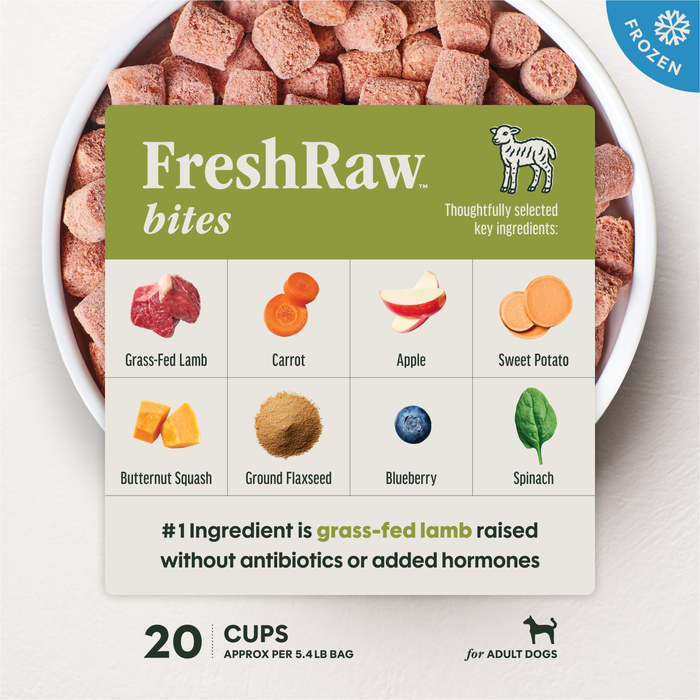 Instinct FreshRaw Bites Grass-Fed Lamb Recipe for Adult Dogs, 5.4lbs
