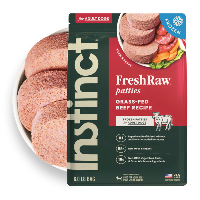 Instinct FreshRaw Patties Grass-Fed Beef Recipe for Adult Dogs, 6lbs