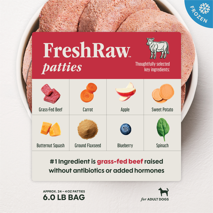 Instinct FreshRaw Patties Grass-Fed Beef Recipe for Adult Dogs, 6lbs