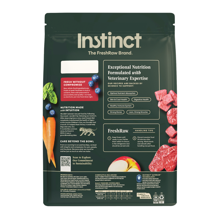 Instinct FreshRaw Patties Grass-Fed Beef Recipe for Adult Dogs, 6lbs