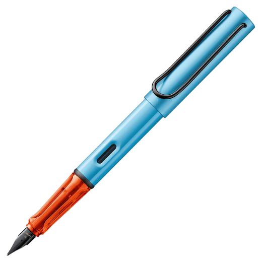 LAMY's AL-Star Denim Special Edition Fountain Pen has a black spring clip on the cap.