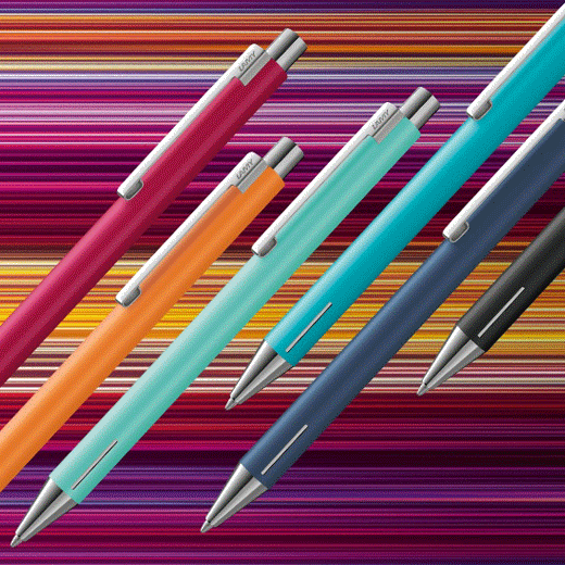 Econ Special Edition Indigo Ballpoint Pen by LAMY with a matte barrel and polished chrome clip which we can personalise with engraving.