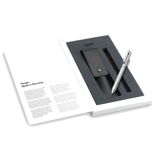 This LAMY Logo Twin Pen Set has a mechanical pencil and ballpoint pen in one, which is made out of Brushed Stainless Steel.