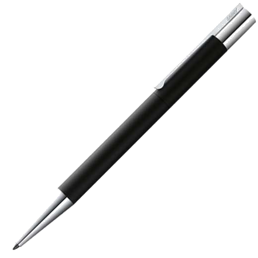 Matte black ballpoint pen with stainless steel.