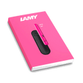 This Pico Neon Pink Ballpoint Pen Set by LAMY has the pocket pen with a slip leather cover.