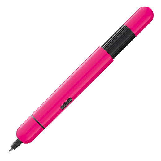 LAMY's Pico Neon Pink Ballpoint Pen Set comes with a slip leather case in black.