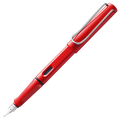 The LAMY red fountain pen in the Safari collection.