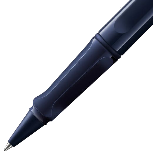 The barrel of the Safari Special Edition Dark Dusk Rollerball Pen is glossy, while the cone is matte.