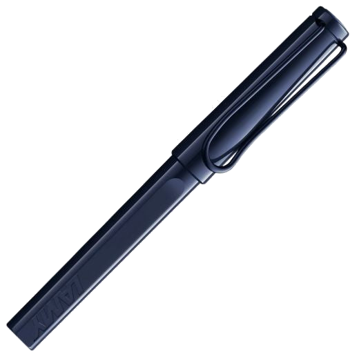 The Safari Special Edition Dark Dusk Rollerball Pen has the LAMY brand name subtly engraved near the end of the pen.