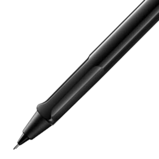 The nib of the LAMY shiny black Safari mechanical pencil.