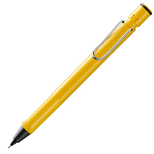 Yellow LAMY mechanical pencil with eraser.