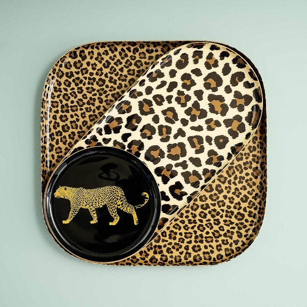 LEOPARD DEKORATĪVA PAPLĀTE 10x22CM, OVĀLA, BALTA/BRŪNA, METĀLS