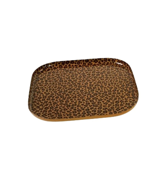 LEOPARD DEKORATĪVA PAPLĀTE 21.5x21.5CM, KVADR., BĒŠA/BRŪNA, METĀLS