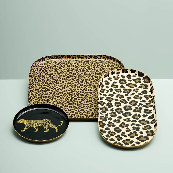 LEOPARD DEKORATĪVA PAPLĀTE 21.5x21.5CM, KVADR., BĒŠA/BRŪNA, METĀLS