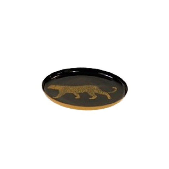 LEOPARD DEKORATĪVA PAPLĀTE D10CM, MELNA/BRŪNA, METĀLS