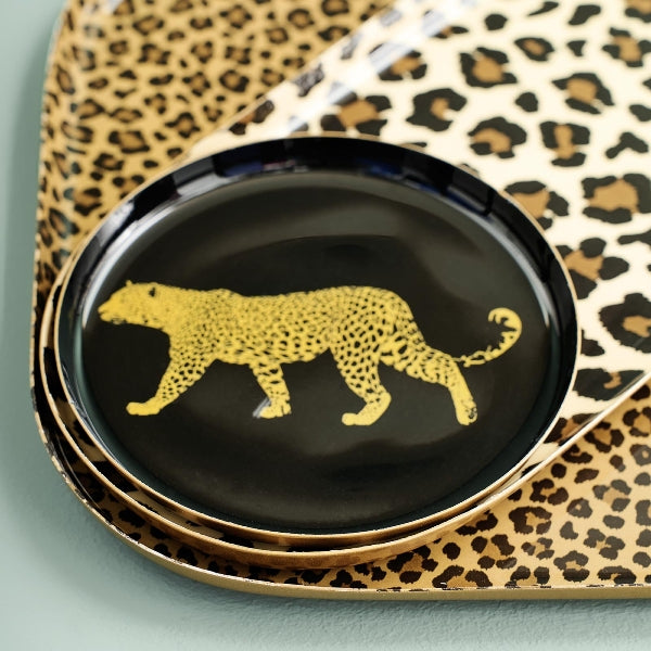 LEOPARD DEKORATĪVA PAPLĀTE D10CM, MELNA/BRŪNA, METĀLS