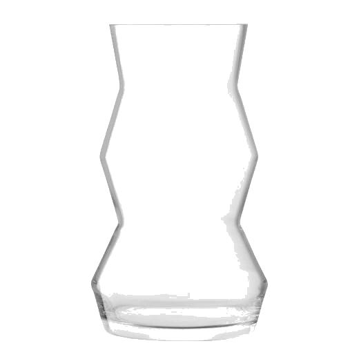 LSA's Medium Sculpt Glass Vase 36 cm has three parts that have a geometric design overall.