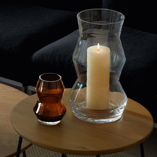 This Medium Sculpt Glass Vase 36 cm by LSA can be paired with other sizes from the range to make a set.