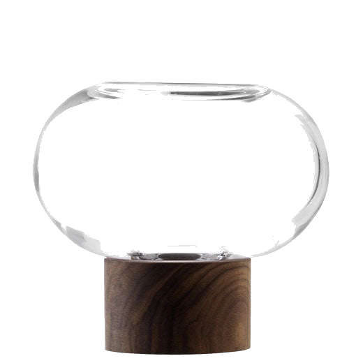 This LSA Select Oblate Small Vase with Walnut Base features FSC-certified wood.