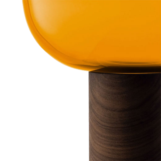 LSA International's Select Oblate Tall Amber Vase with Walnut Base has been crafted out of mouth-blown glass.