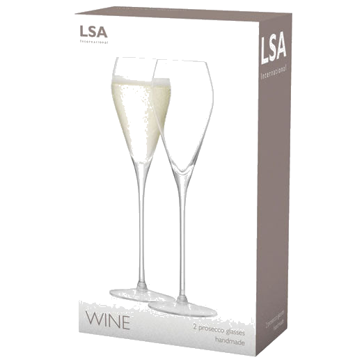 lsa set of 2 signature wine prosecco glasses packaging